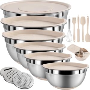 6 Stainless Steel Mixing Bowls with Airtight Lids Set